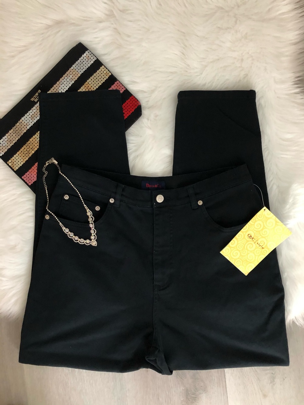 NWT Denim & Co. Black Stretch Jeans Size 16